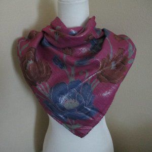 1990s magenta floral scarf
